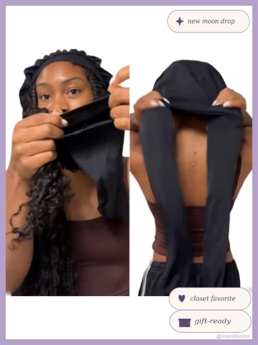 Long Satin Bonnet for Braids Silk Sleep Cap Stretchy Tie Band Adjustable